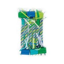 6 Blue and Green Dinosaur Fringed Party Noisemakers