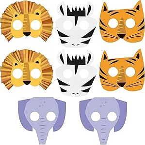 8pcs Animal Safari Paper Masks