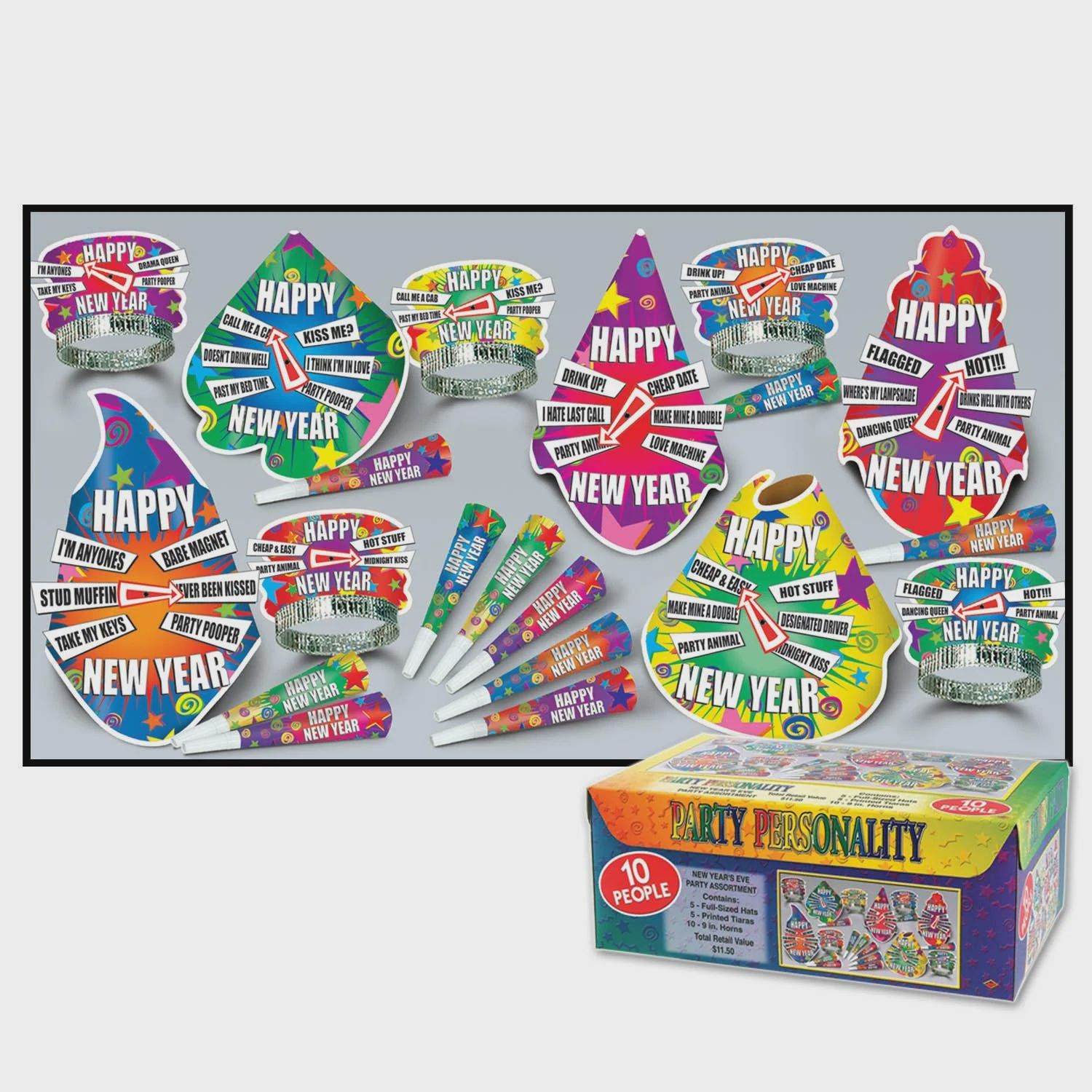 New Year&#39;s Eve Party Personality Party Kit for 10 -