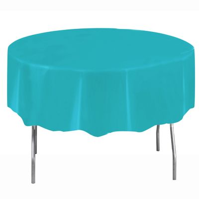 84&quot; Plastic Round Tablecover (Terrific Teal)