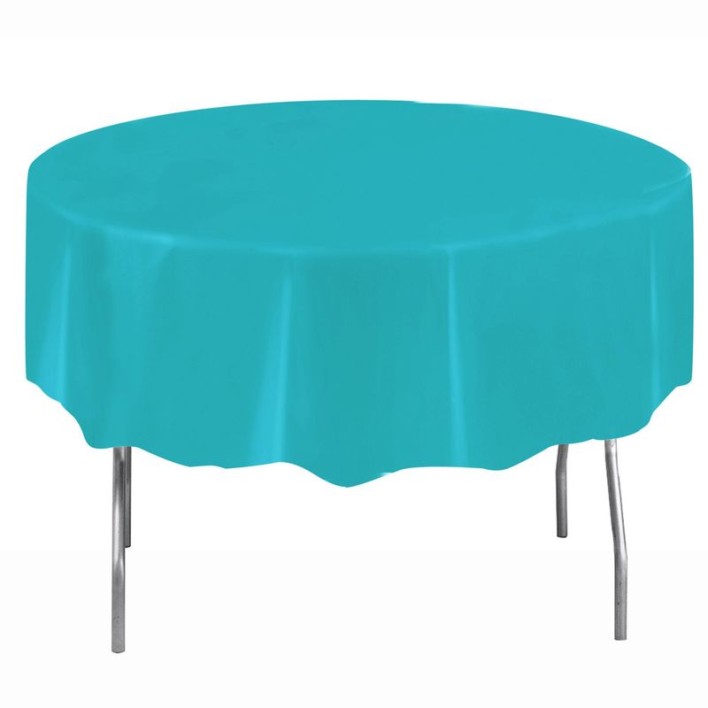 84&quot; Plastic Round Tablecover (Terrific Teal)