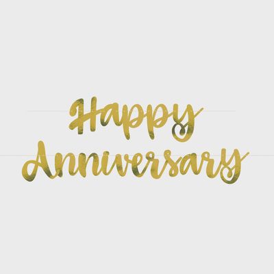 6ft Gold Happy Anniversary Banner