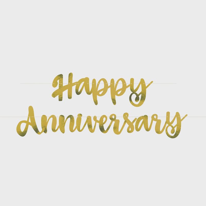 6ft Gold Happy Anniversary Banner