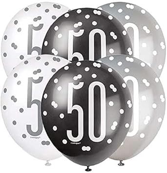 6pcs 12&quot; Dots 50th Birthday Balloons