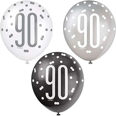 6pcs 12&quot; Dots 90th Birthday Balloons