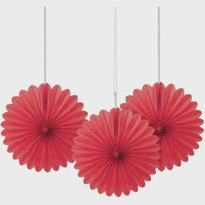 6&quot; 3pcs Mini Red Decorative Fans Hanging Decorations