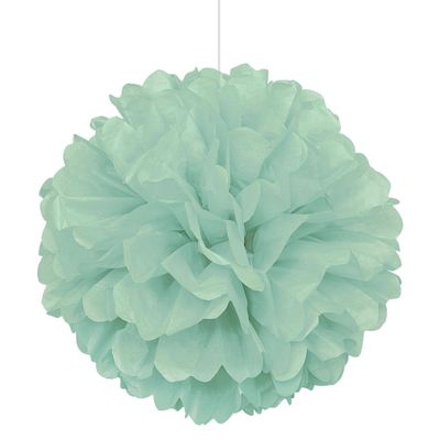 16&quot; Aquamarine Puff Ball Hanging Decorations