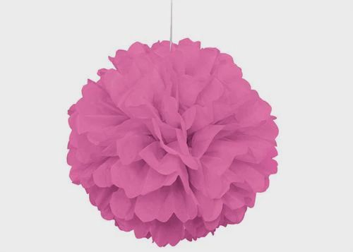 16&quot; Hot Pink Puff Ball Hanging Decorations