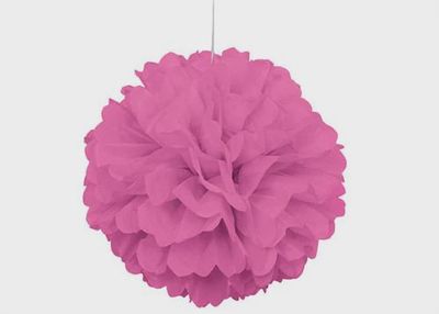 16&quot; Hot Pink Puff Ball Hanging Decorations