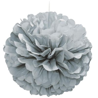 16&quot; Silver Puff Ball Hanging Decorations