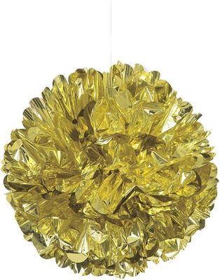 16&quot; Metallic Gold Puff Ball Hanging Decorations