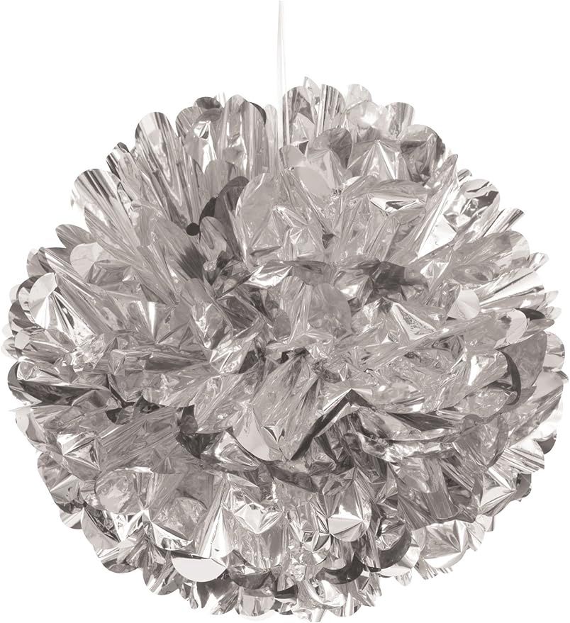 16&quot; Metallic Silver Puff Ball Hanging Decorations