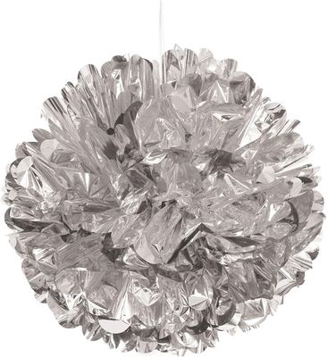 16&quot; Metallic Silver Puff Ball Hanging Decorations
