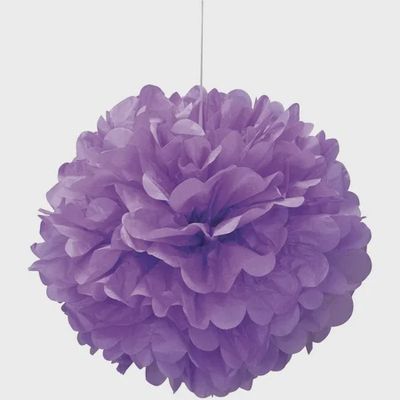 16&quot; Pretty Purple Puff Ball Hanging Decorations