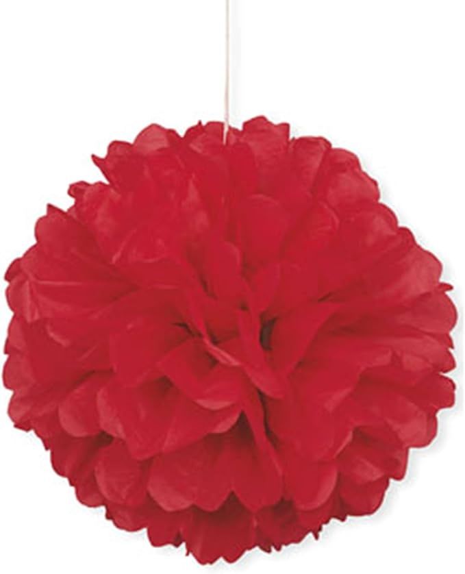 16&quot; Red Puff Ball Hanging Decorations