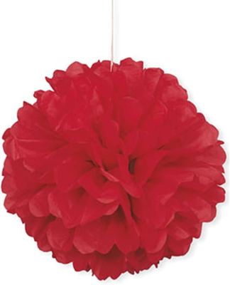 16&quot; Red Puff Ball Hanging Decorations