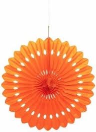 16&quot; Orange Decorative Fan Hanging Decorations
