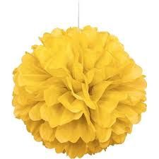 16&quot; Yellow Puff Ball Hanging Decorations