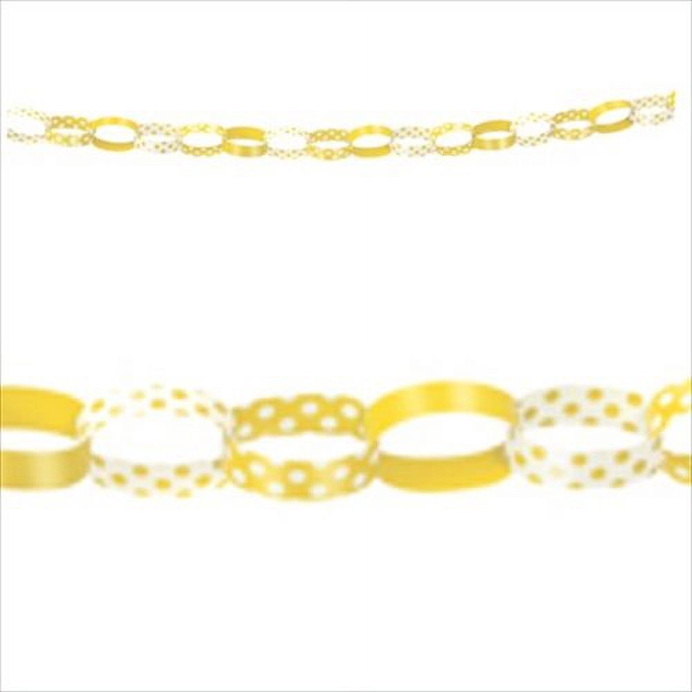 5ft Yellow &amp; White Polka Dot Paper Chain Garland Hanging Decorations