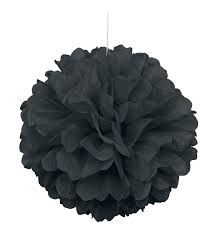 16&quot;Black Puff Ball Hanging Decorations
