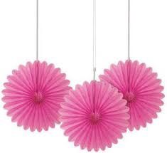 6&quot; 3pcs Mini Hot Pink Decorative Fans Hanging Decorations