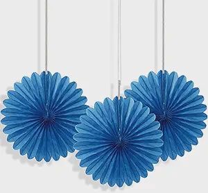 6&quot; 3pcs Mini Royal Blue Decorative Fans Hanging Decorations