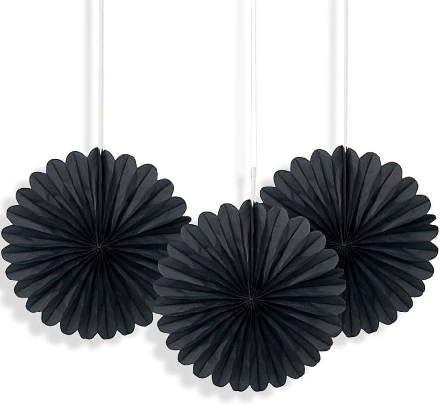 6&quot; 3pcs Mini Black Decorative Fans Hanging Decorations
