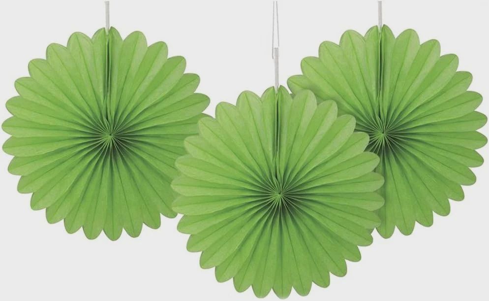 6&quot; 3pcs Mini Lime Green Decorative Fans Hanging Decorations