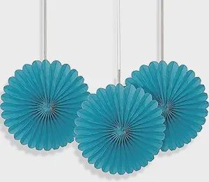 6&quot; 3pcs Mini Teal Decorative Fans Hanging Decorations