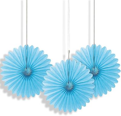 6&quot; 3pcs Mini Baby Blue Decorative Fans Hanging Decorations