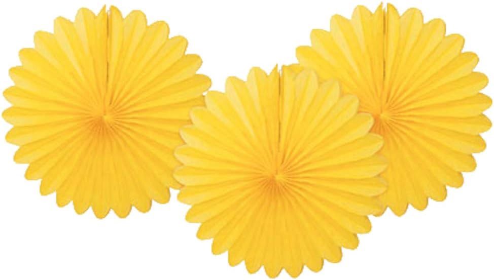 6&quot; 3pcs  Mini Yellow Decorative Fans Hanging Decorations