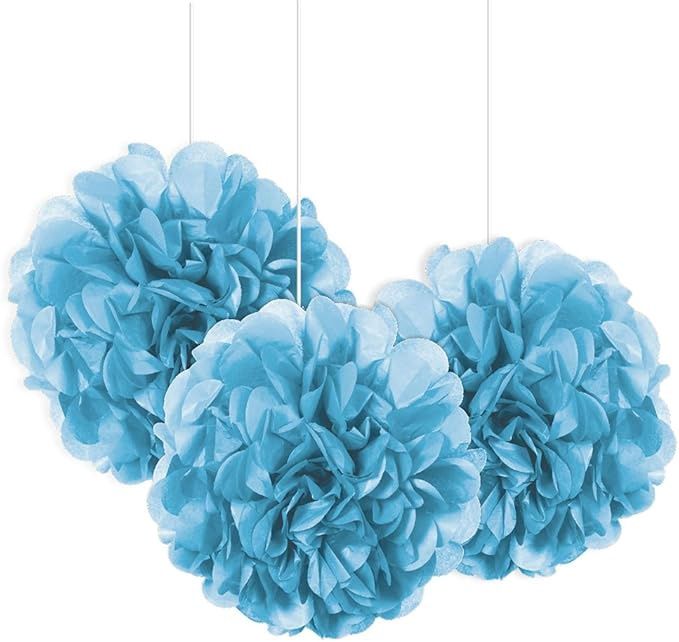 9&quot; 3pcs Mini Baby Blue Mini Puff Balls Hanging Decorations
