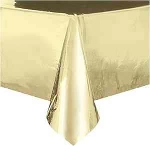 54&quot;x108&quot; Rectangular Plastic Tablecover (Foil Gold)