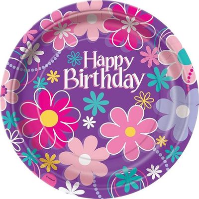 8 Birthday Blossom 9&quot; Plates