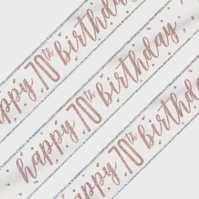 Prism Rose Gold Foil Banner 9 ft. - Age 70