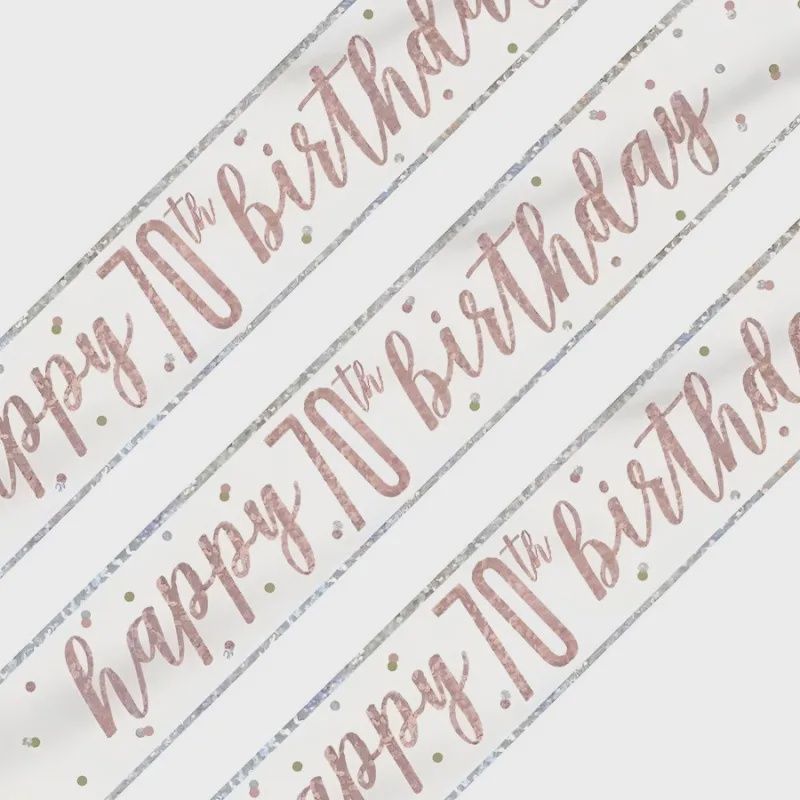 Prism Rose Gold Foil Banner 9 ft. - Age 70