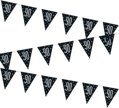 9ft Glitz Black 90th Birthday Flag Banner
