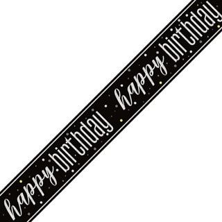 9ft Happy Birthday Glitz Black Foil Banner