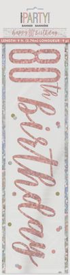 9ft Happy 80th Birthday Rose Gold Foil Banner
