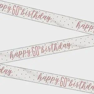 9ft Happy 60th Birthday Rose Gold Foil Banner