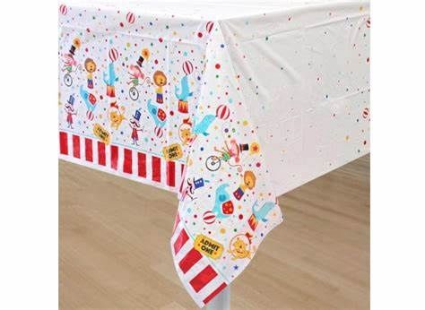 Circus Carnival Plastic Tablecover 54&quot; x 84&quot;