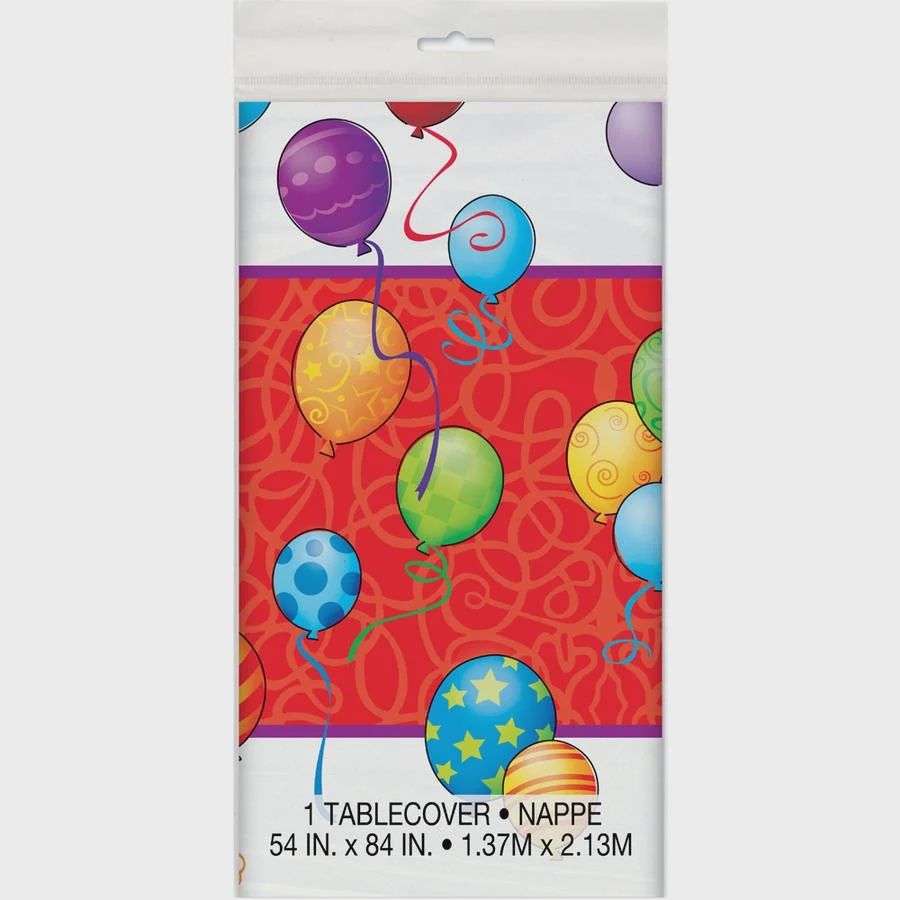 Balloons Birthday  Plastic Tablecover 54&quot; x 84&quot;