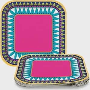 10 Boho Fiesta 7&quot; Square Plates