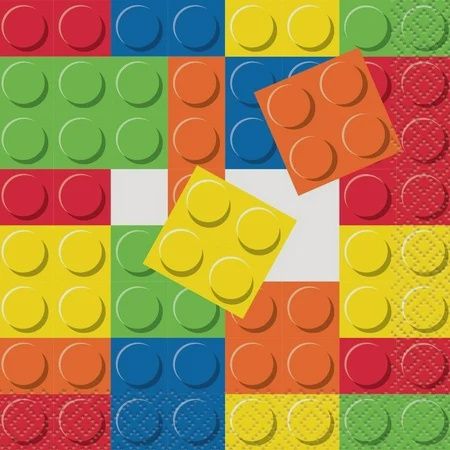 16  Building Blocks Beverage Napkins