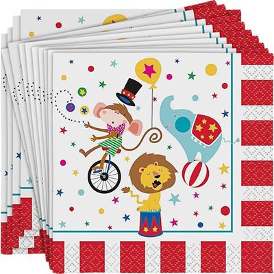 16pcs Carnival Circus  Beverage Napkins CLOSEOUT