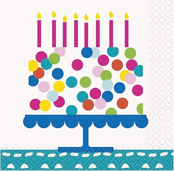16pcs Confetti Cake Birthday Beverage Napkins CLOSEOUT