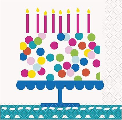 16pcs Confetti Cake Birthday Beverage Napkins CLOSEOUT