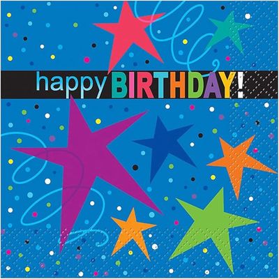 16pcs Cosmic Birthday Beverage Napkins CLOSEOUT