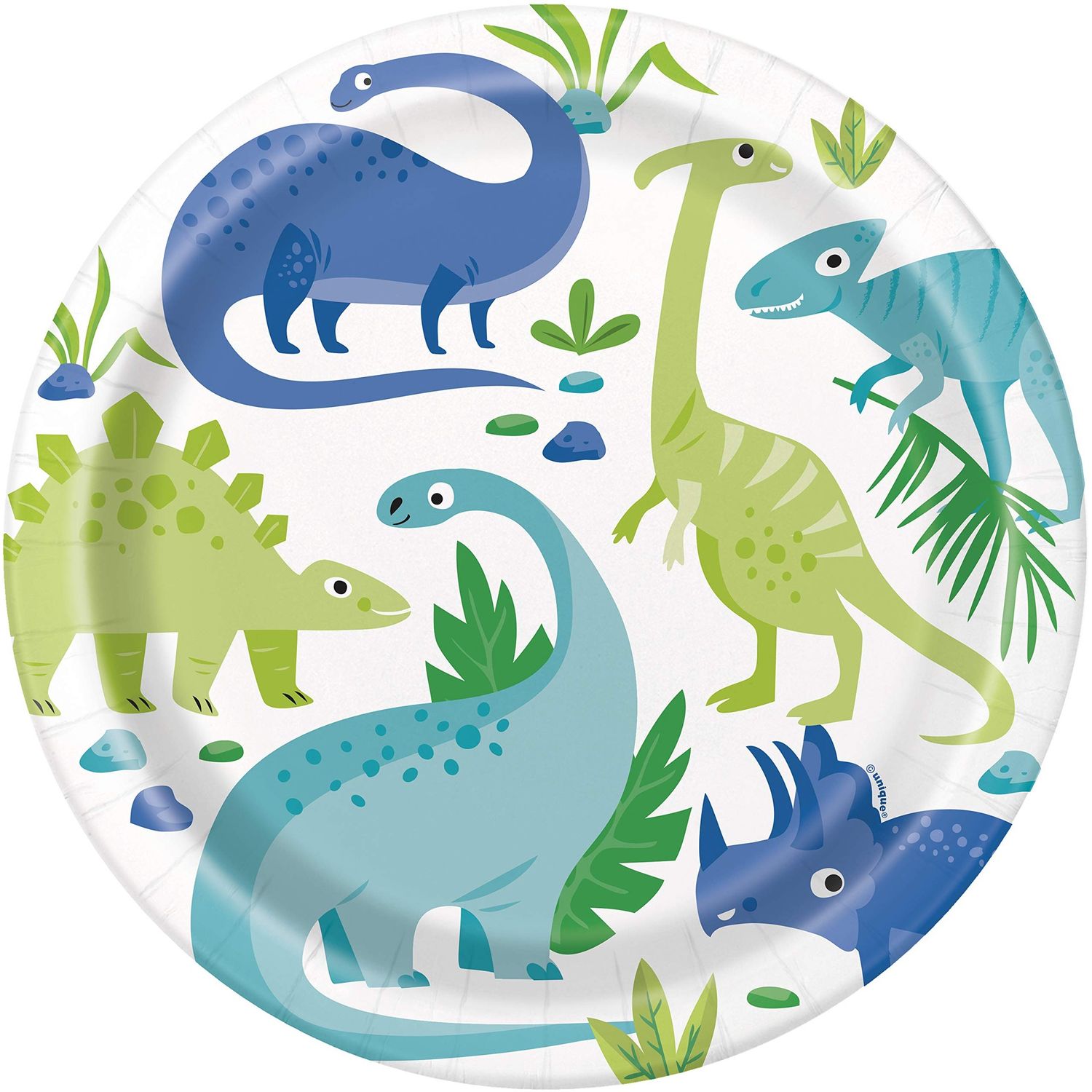 8 Blue and Green Dinosaur 9&quot; Plates