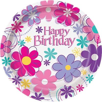 8 Birthday Blossom 7&quot; Plates